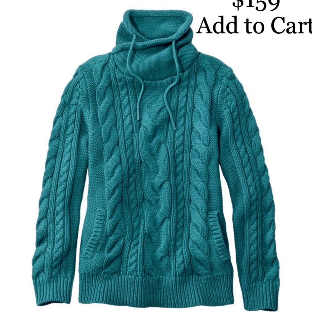 L.L Bean BNWT Fisherman Cable knit Preppy Academia knitwear Sweater
